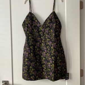 NEW never worn Lulu’s black floral mini dress with pockets size XL
